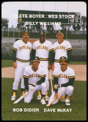 85MCOA 27 A's Coaches - Clete Boyer Bob Didier Dave McKay Wes Stock Billy Williams CO.jpg